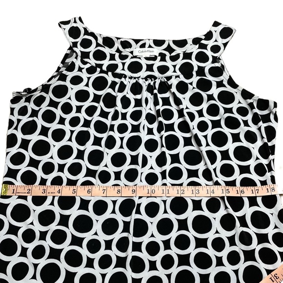 Calvin Klein Black White Geo Print Pleated Tank - Picture 6 of 9